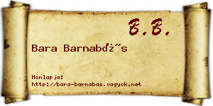 Bara Barnabás névjegykártya