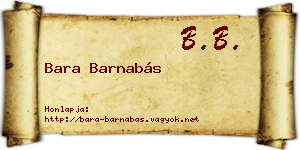 Bara Barnabás névjegykártya